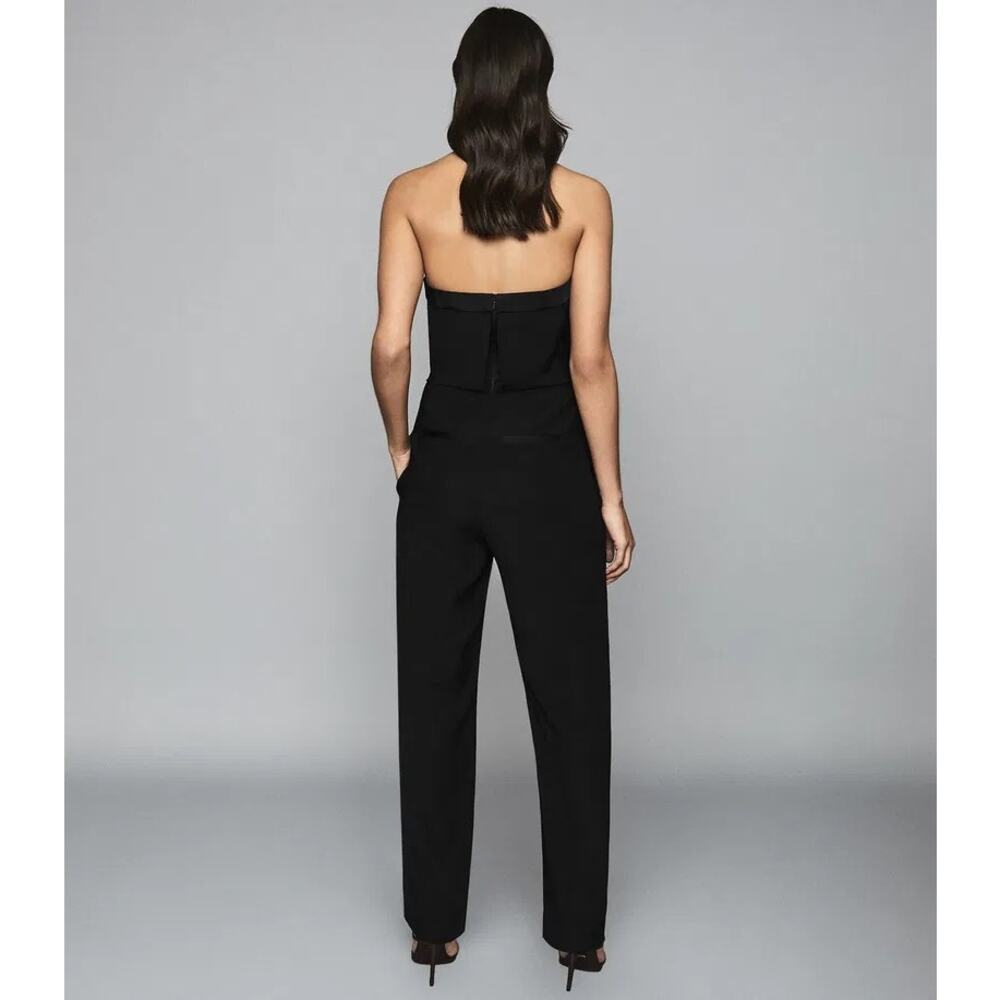 Reiss Toni Silk Satin Trimmed Strapless Tube Sleeveless Bandeau Jumpsuit Size 2 - Picture 2 of 11